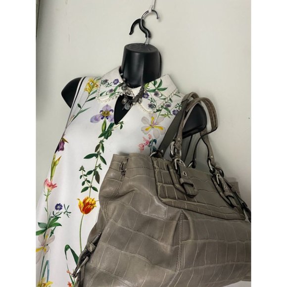 COACH Animal Embossed Leather Gray Shoulder Bag - Picture 9 of 16